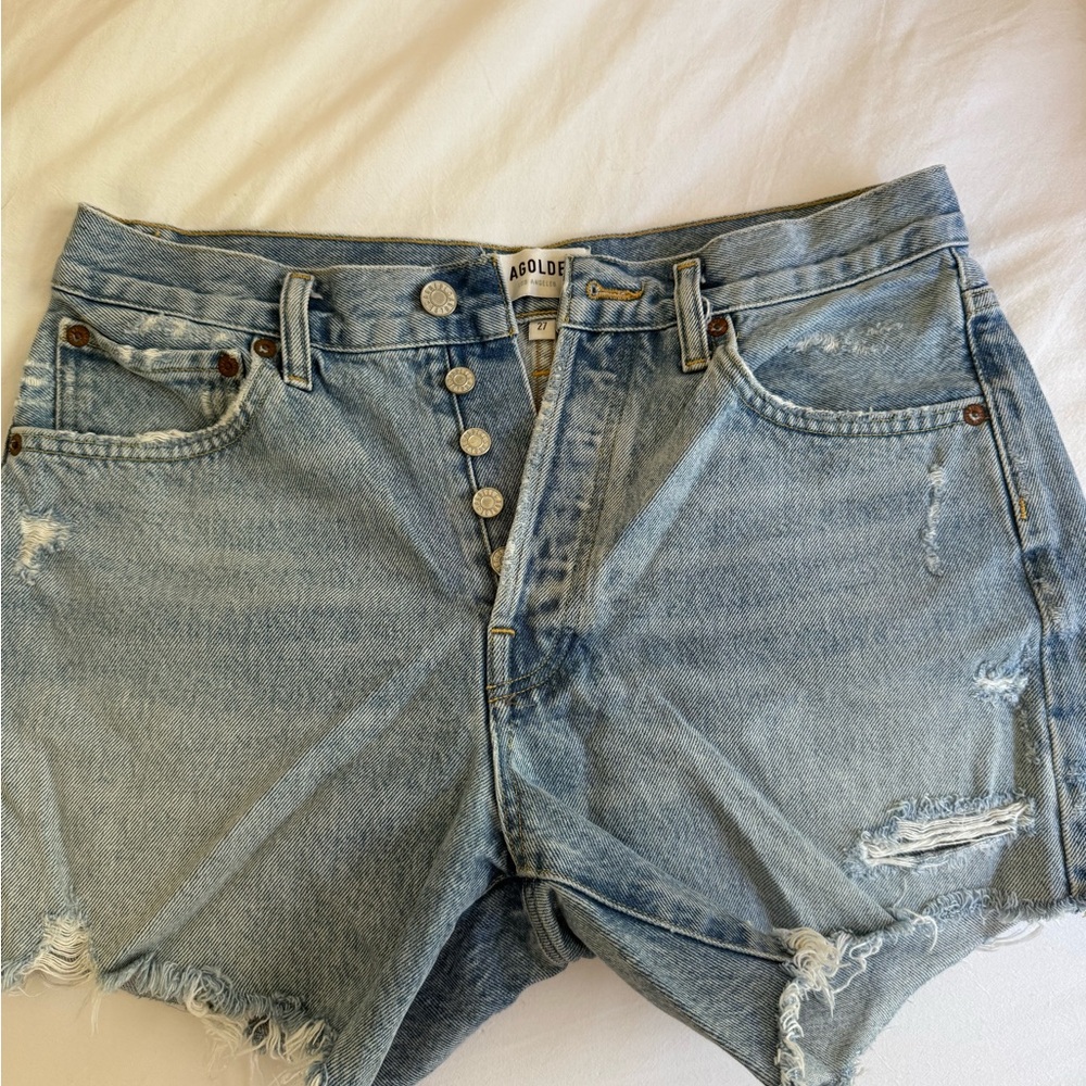 Agolde Light Blue Jean Shorts